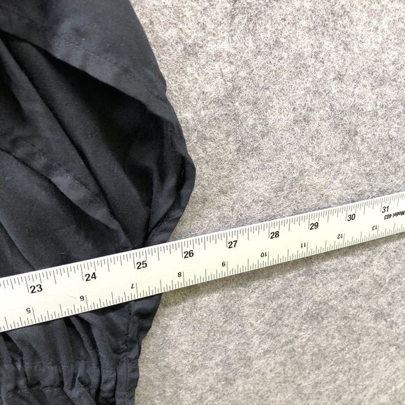 Lands' End Oversized Swim Cover Up Dress Womens L Black Sheer V-Neck Drawstring - Picture 6 of 10